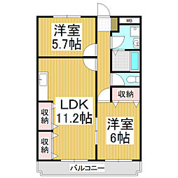 ニューマリッチ愛 2LDKの間取図画像