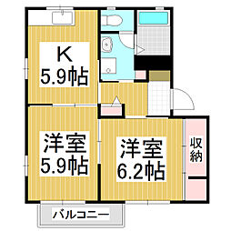 サンライズ・杉山A 2Kの間取図画像