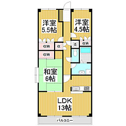 マンション渚 3LDKの間取図画像
