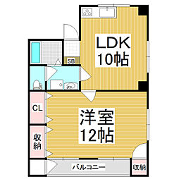 ヴィラ石芝 1LDKの間取図画像
