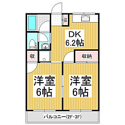 コーポあづみ 2DKの間取図画像