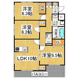 エコーハイツ3 3LDKの間取図画像