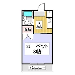 イレブンハイツ 1Kの間取図画像