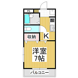 おおみなみアパート 1Kの間取図画像