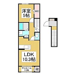 アルバーダ26B 1LDKの間取図画像