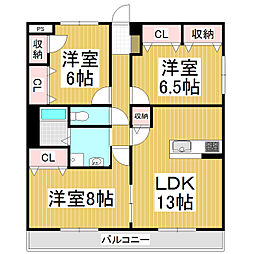 ビュー・クレスト 3LDKの間取図画像
