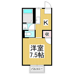フレグランスパル 1Kの間取図画像