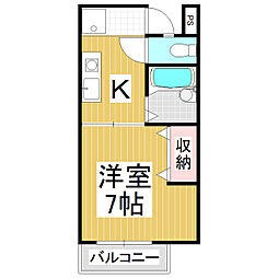 グローリーハイツA 1Kの間取図画像