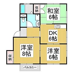 ハイツあるぴ 3DKの間取図画像