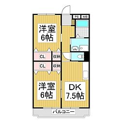 ヴィラ・アビスコC 2DKの間取図画像