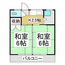 神田ハイツ 2DKの間取図画像
