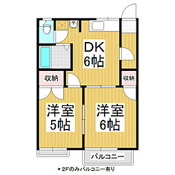 フォーブルミサワ 2DKの間取図画像