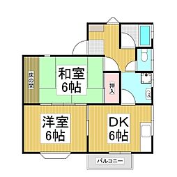 ハイツ神戸A 2DKの間取図画像