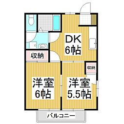 エスペランサ井上 2DKの間取図画像