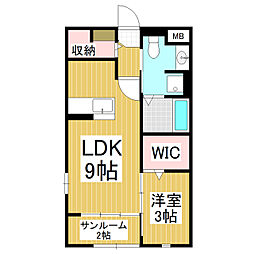 メゾン・リバーサイドA 1LDKの間取図画像