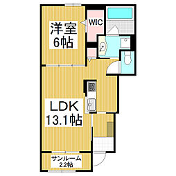 グランドソレーユ 1LDKの間取図画像