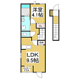 ブルースカイ 1LDKの間取図画像