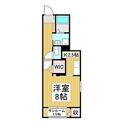 アルバーダ26A 1Kの間取図画像