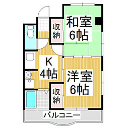 コーポシモヤマ 3階2Kの間取り