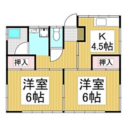 笹井アパート 2Kの間取り