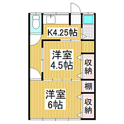 スカイハイツ 1階2Kの間取り