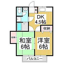 小林コーポ 2階2DKの間取り