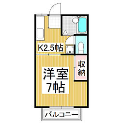 ベルエポック高松 2階1Kの間取り