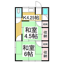 スカイハイツ 1階2Kの間取り