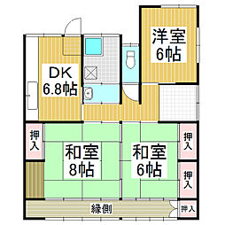 黒田住宅 3DKの間取り