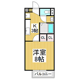 グレープ木下 1階1Kの間取り