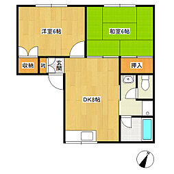 下田ハイツ松尾 1階2DKの間取り