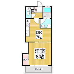 シェトワ江戸浜 3階1DKの間取り