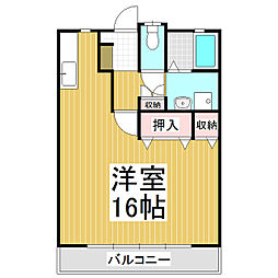 ビバリーヒルズ 1階ワンルームの間取り