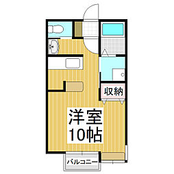 ベルメゾン城 1階ワンルームの間取り