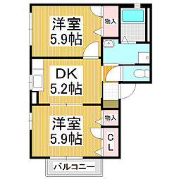 フォーレス　ボヌールＡ 1階2Kの間取り