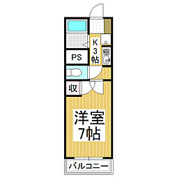 ジョイハウスノムラ 1階1Kの間取り