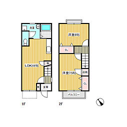 ルイナスＺ 1階2LDKの間取り