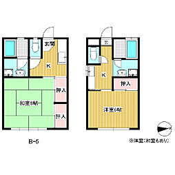 ハイツ高岡　B 1階1Kの間取り