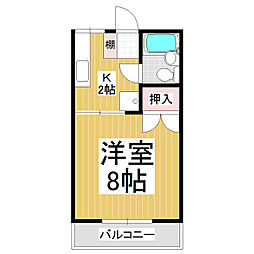 丸山コーポ　III 2階1Kの間取り