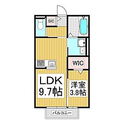 Riverain北 1階1LDKの間取り