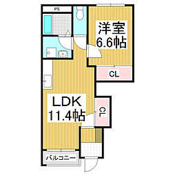 ナポリッツ 1階1LDKの間取り