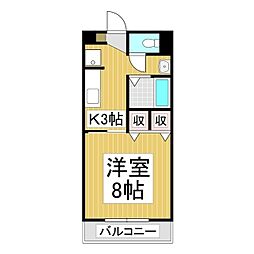 フェルトワン 2階1Kの間取り