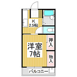 セントラルハイツB 1階1Kの間取り
