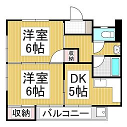 プレタメゾン下田 2階2DKの間取り