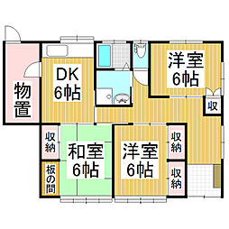 JR飯田線 鼎駅 徒歩13分の賃貸一戸建て 3DKの間取り