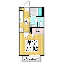 ルミエールC 1Kの間取図画像