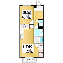 サンハイツ片桐 1LDKの間取図画像