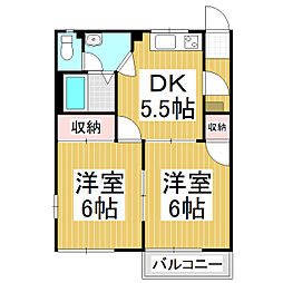 フレグランス宮ノ上C 2DKの間取図画像