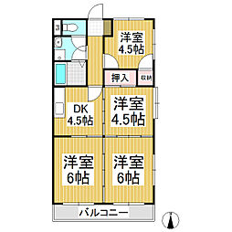松川コーポ 4DKの間取図画像