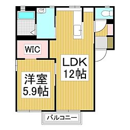 パークヒルB 1LDKの間取図画像